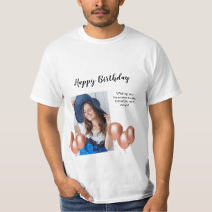 Zwart-wit Happy Birthday foto T-shirt