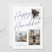 Zwart-wit Happy Chanoeka Script Foto Feestdagenkaart (Voorkant)