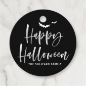 Zwart-wit Happy Halloween Brush Kalligrafie Bedankjes Labels (Voorkant)