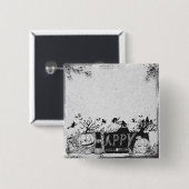 Zwart-wit Happy Halloween Party Vierkante Button 5,1 Cm (Voorkant /achterkant)