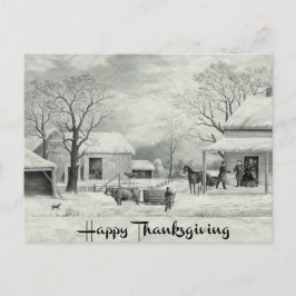  Zwart-Wit Happy Thanksgiving Feestdagenkaart