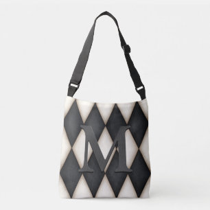 Zwart-wit Harelquin-vinkt Elegant 3-D monogram Crossbody Tas
