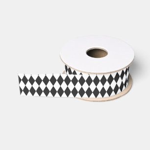 Zwart & Wit Harlekijn Diamanten Grosgrain Lint