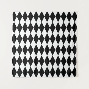 Zwart Wit Harlekijn Diamanten Patroon Design Wandkleed