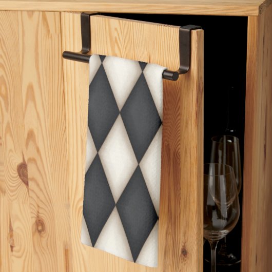 Zwart-wit Harlequin Diamond Check Gothic Theedoek (Derde Gevouwen)