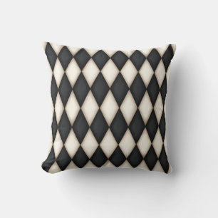 Zwart-wit Harlequin Diamond Check Pattern Kussen