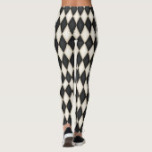Zwart-wit Harlequin Diamond Check Pattern Leggings (Achterkant)