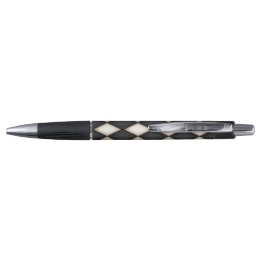 Zwart-wit Harlequin Diamond Check Pattern Pen (Achterkant)