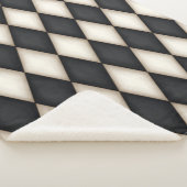 Zwart-wit Harlequin Diamond Check Pattern Sherpa Deken (3/4)