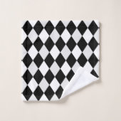 Zwart-wit Harlequin Diamond Pattern Bad Handdoek (Wasdoekje)