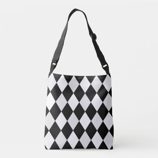 Zwart-wit Harlequin Diamond Pattern Crossbody Tas (Achterkant)