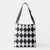 Zwart-wit Harlequin Diamond Pattern Crossbody Tas (Voorkant)