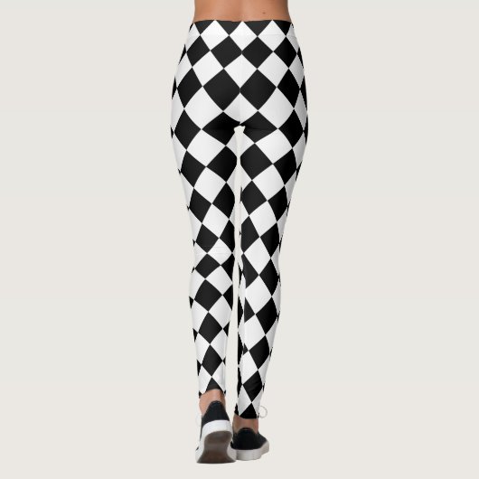 Zwart-wit Harlequin Diamond Pattern Leggings (Achterkant)