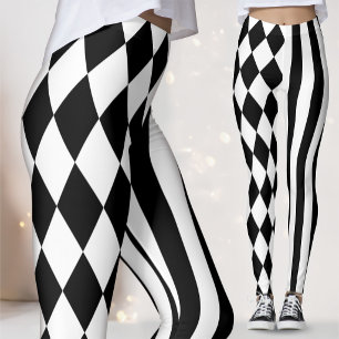 Zwart Wit Harlequin Mannen Leggings