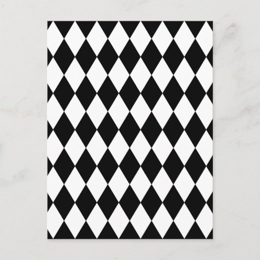 Zwart-wit Harlequin Pattern Briefkaart (Voorkant)