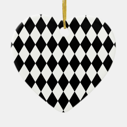 Zwart-wit Harlequin Pattern Keramisch Ornament (Voorkant)