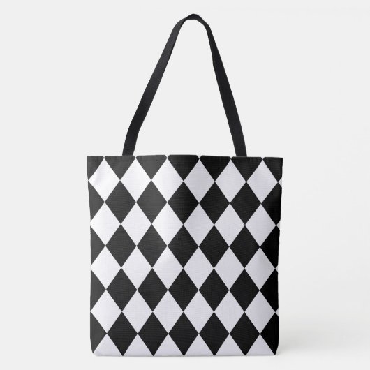 Zwart-wit Harlequin Pattern Tote Bag (Voorkant)