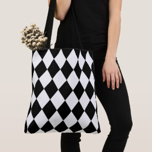 Zwart-wit Harlequin Pattern Tote Bag