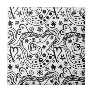 Zwart-wit hart Abstract Tegeltje