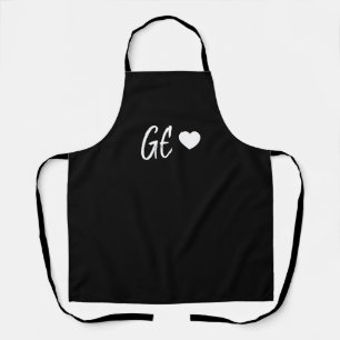 Zwart & Wit Hart Handgeschreven Monogram Schort