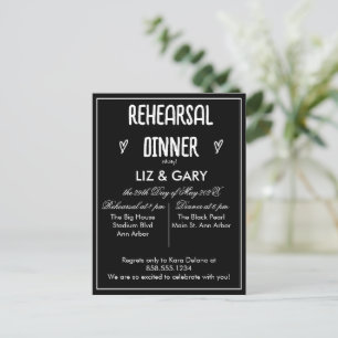 Zwart & Wit Hart Minimalistische Oefen Dinner  Briefkaart