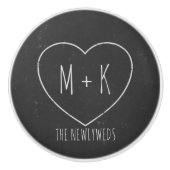 Zwart-wit hart Monogram Naam Keramische knop (Voorkant)