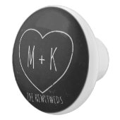 Zwart-wit hart Monogram Naam Keramische knop (Rechts)