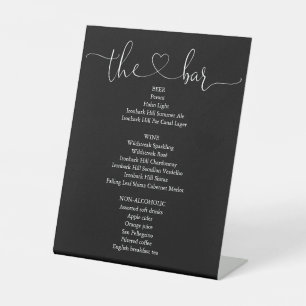 Zwart-Wit Hart Script Bar Menu Reclamebord Met Voetstuk