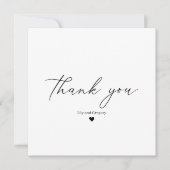Zwart Wit Hart Script Bedankkaart (Voorkant)