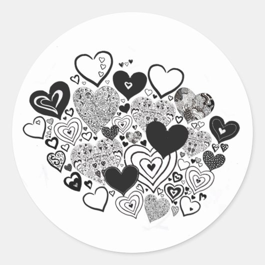 Zwart-wit hart stickers (Voorkant)