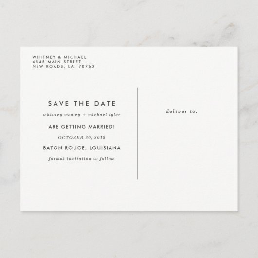 Zwart-wit hart Verander de datum Aankondigingskaart (Achterkant)