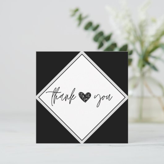 Zwart-wit Hartelijk dank Bedankkaart (Staand voorkant)