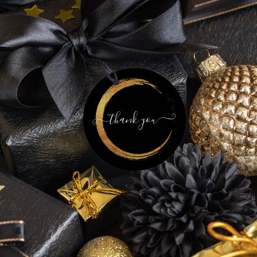 Zwart wit Hartelijk dank Gold Lijst Modern Ronde Sticker