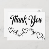 Zwart & Wit Hartelijk dank Harten Trouwfeest Briefkaart (Voorkant / Achterkant)