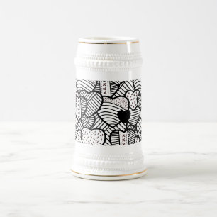 Zwart wit harten patronen bierpul
