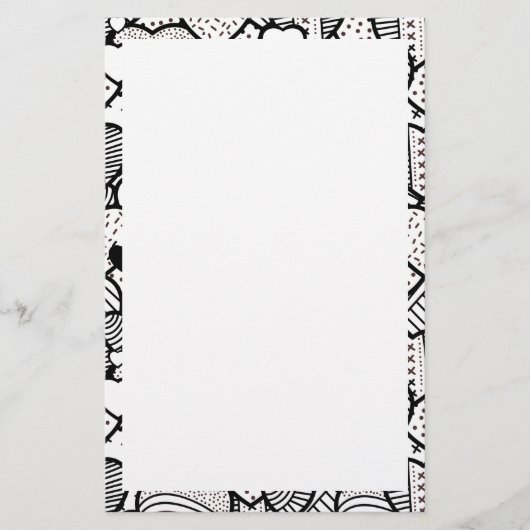 Zwart wit harten patronen briefpapier (Voorkant)