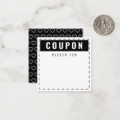 Zwart-wit harten Patroon Modern Blank Coupons Notitiekaartje (Voorkant / Achterkant in situ)