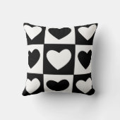 Zwart-wit hartjes valentijnsdag decor kussen (Achterkant)