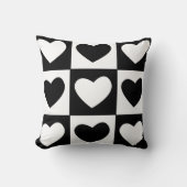 Zwart-wit hartjes valentijnsdag decor kussen (Voorkant)
