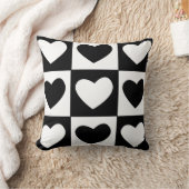 Zwart-wit hartjes valentijnsdecoratie kussen (Deken)