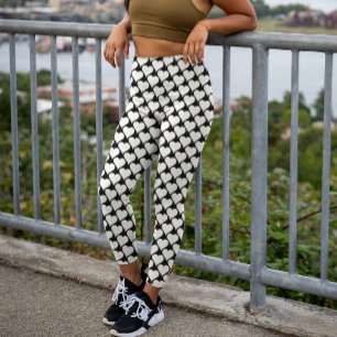 Zwart-wit hartjespatroon leggings