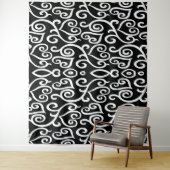 Zwart-wit hartprint wandkleed (In situ)