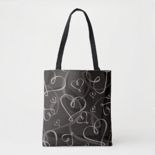 Zwart-wit hartritme tote bag