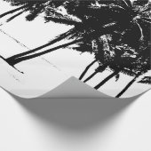 Zwart & Wit Hawaïaans Exotische Palm Bomen & Stran Cadeaupapier (Hoek)