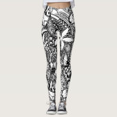 Zwart-wit Hawaïaans - Polynesiaanse tribale afdruk Leggings (Voorkant)