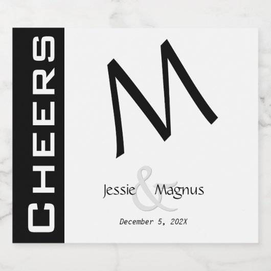 Zwart-wit hedendaags sparkling wijnetiket (Enkel label)