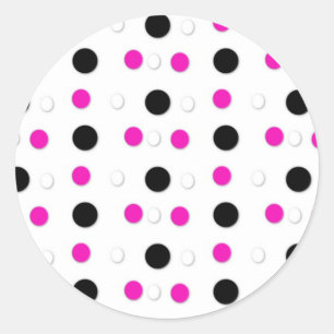 Zwart/Wit & Heet Roze Polka Dots Stickers