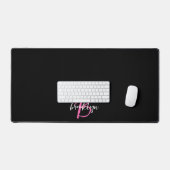 Zwart Wit Heet Roze Schrift Monogram Bureaumat (Keyboard & Muis)