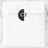 Zwart-wit helften aangepaste initialen ronde sticker (Tas)