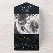 Zwart-wit hemelse bruiloft all in one uitnodiging (Buitenkant)